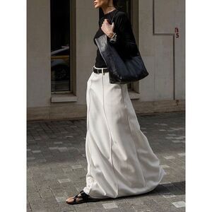 Commense‎ Solid Pleated Maxi Skirt white without belt size XS